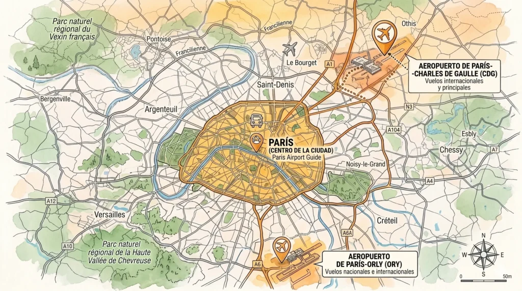 Paris Charles de Gaulle & Orly Map