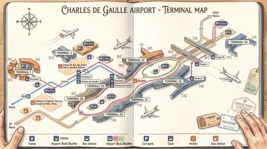 Paris Charles de Gaulle Terminal Map